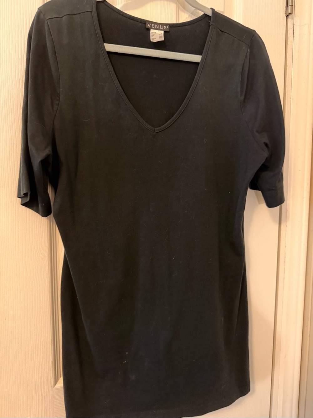 VENUS Black V-Neck Short Sleeve